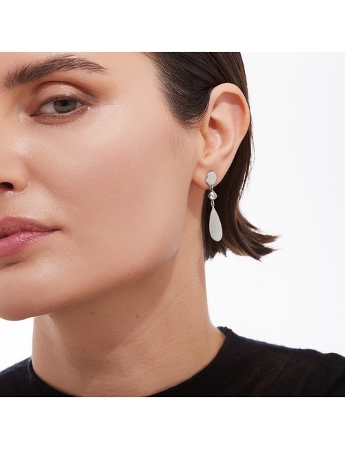 Pendientes Largos Cristal Lagrima Plata