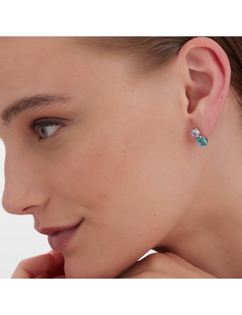 Pendientes Cortos Cristal Azul