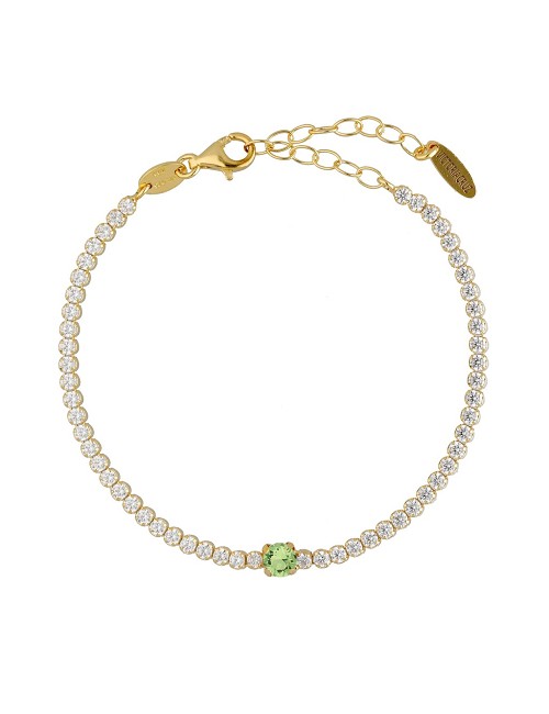 Pulsera Cascada Cristal Plata Baño Oro
