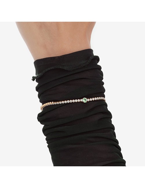 Pulsera Cascada Cristal Plata Baño Oro