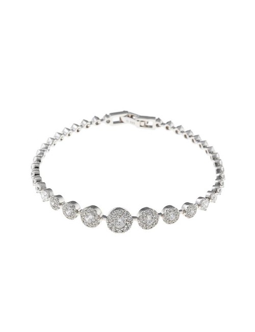 Pulsera Plata Rodio Circulos Circonitas Blancas