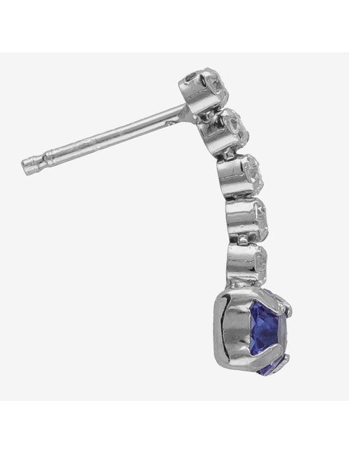 Pendiente Corto de Cascada de Circonitas y Sapphire Plata de Shine