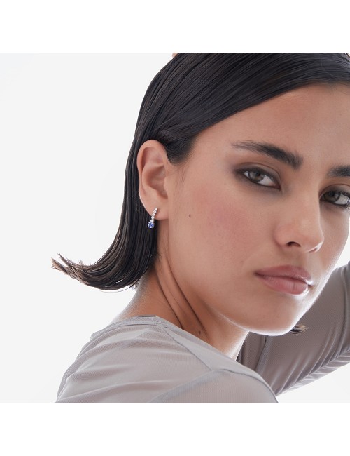 Pendiente Corto de Cascada de Circonitas y Sapphire Plata de Shine