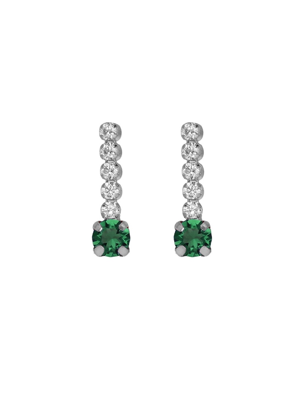 Pendiente Corto de Cascada de Circonitas y Emerald Plata de Shine