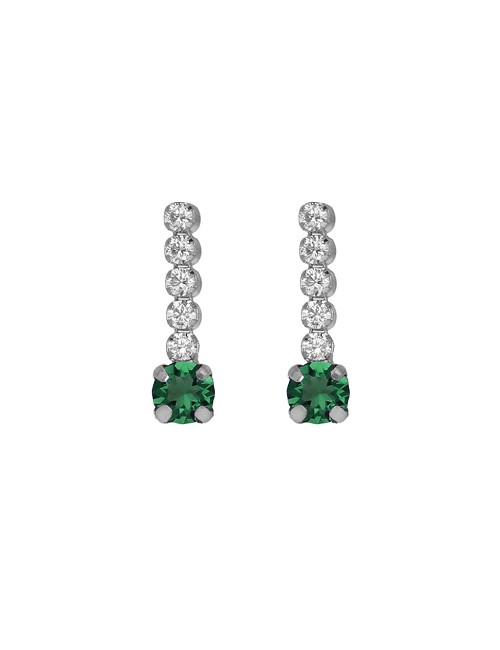 Pendiente Corto de Cascada de Circonitas y Emerald Plata de Shine