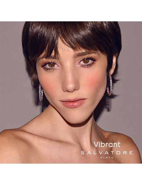 Pendientes Plata Chapado Rosa Circulos Circonitas Multicolor